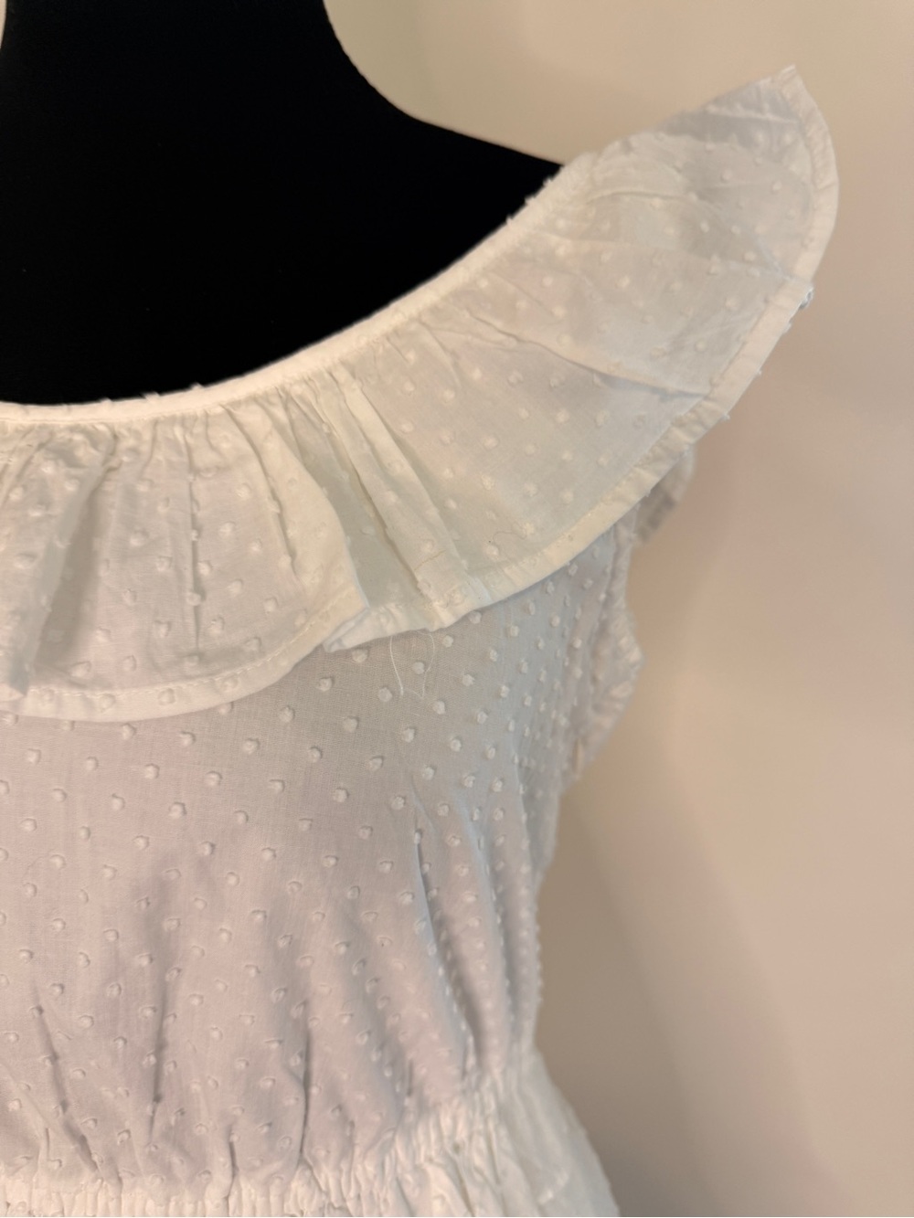 J.Crew White Swiss Dot Ruffle Tiered Mini Dress Sleeveless Tie Back Size 8 - Picture 3 of 7